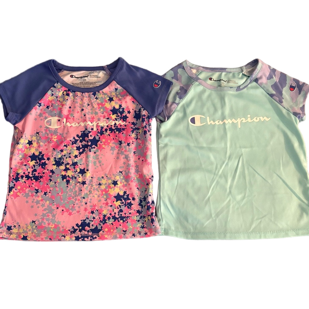 Champion Lot of 2 Toddler Girl Shirts Stars Camo 2T